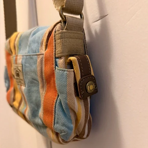 Vintage “Fossil” Striped Multicolor Crossbody Canvas Bag - Picture 11 of 16